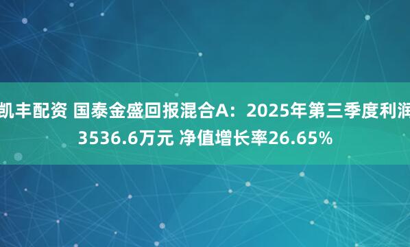 凯丰配资 国泰金盛回报混合A：2025年第三季度利润3536.6万元 净值增长率26.65%